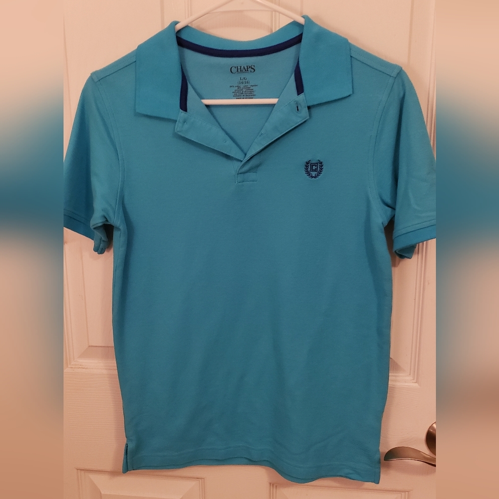 Chaps by Ralph Lauren Blue Collared Polo Shirt, Youth L, Used - Good Condition